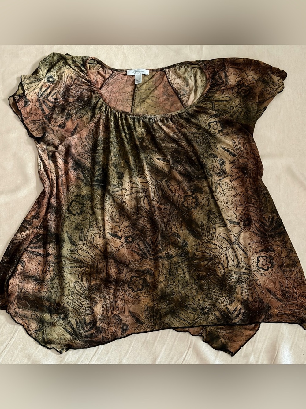 Vintage Y2K Dressbarn Mesh Handkerchief Blouse Whimsygoth Fairycore Grunge 14/16